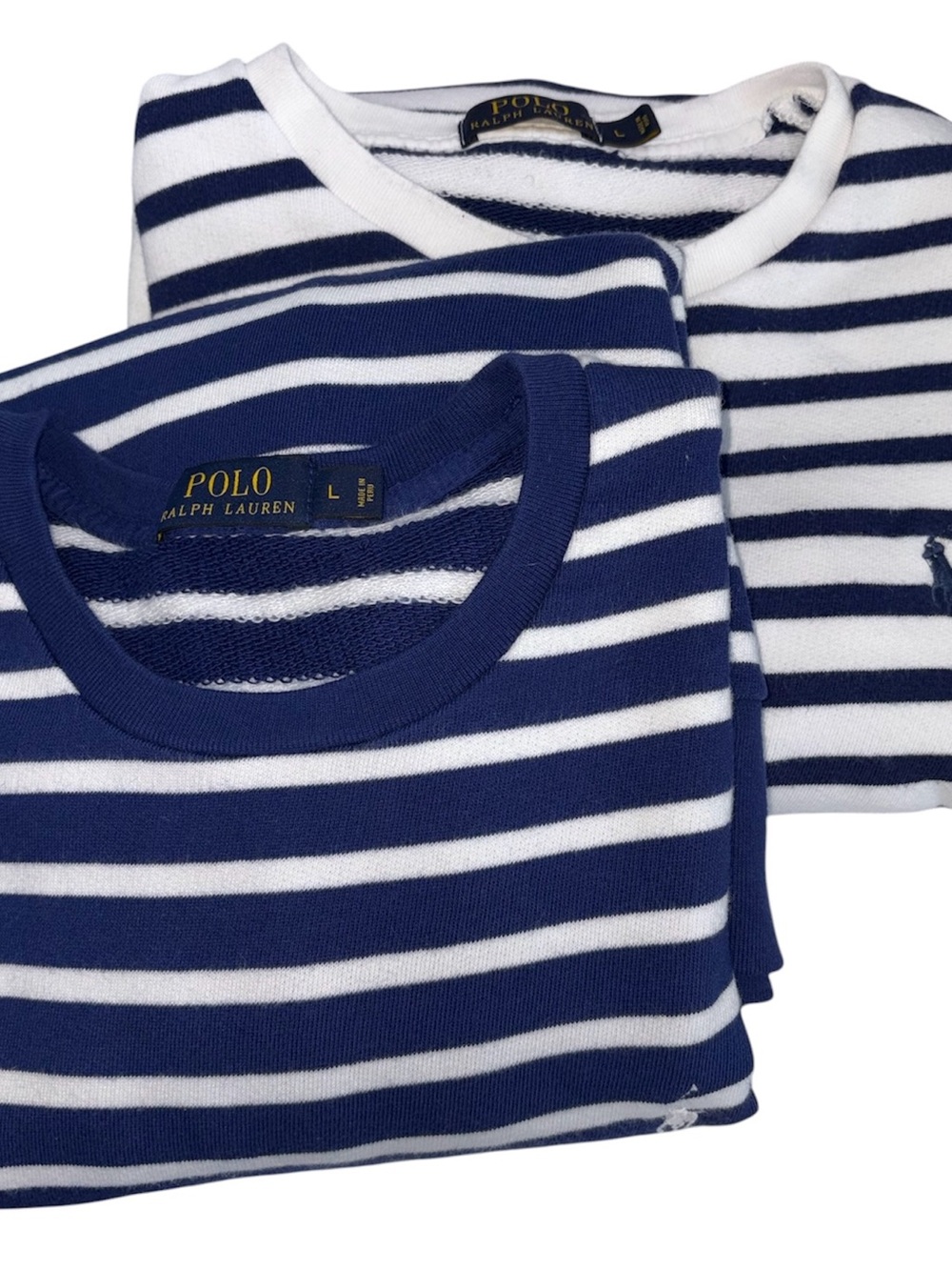 Polo Ralph Lauren Striped Sweatshirt - Size L - Made in Peru set of 2